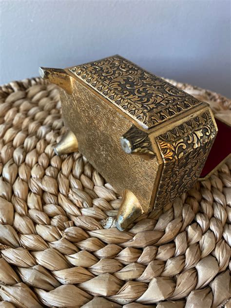 Vintage Metal Jewelry Trinket Box for sale 